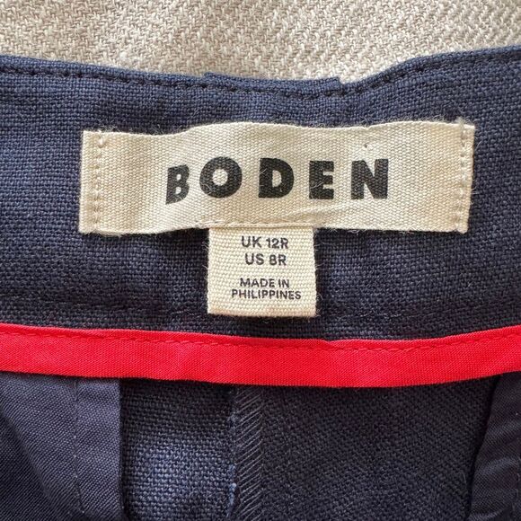 BODEN Westbourne Linen Pants 8R Navy Wide Leg - Picture 8 of 10